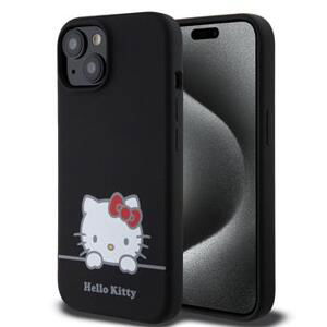 Hello Kitty silikonový obal na iPhone 15 6.1" Black Liquid Silicone Daydreaming Logo