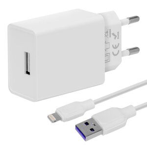 Cestovní nabíječka USB 10W + USB / Lightning kabel 1m Obal:Me Bílá