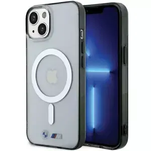 BMW hard silikonový obal na iPhone 15 6.1" transparent Silver Ring MagSafe