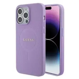 Guess hard silikonový kryt iPhone 15 PRO 6.1" purple Saffiano MagSafe