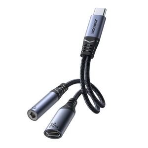 Joyroom SY-C02 adaptér 2v1 rozbočovač USB-C na 1x USB-C/1x Jack 3.5mm - Black