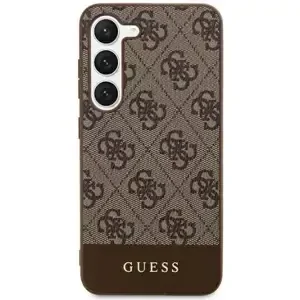 Guess hard silikonový obal Samsung Galaxy S24 PLUS brown 4G Stripe Collection