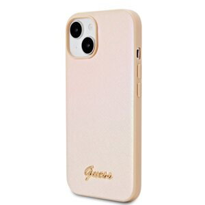 Guess hard obal na iPhone 15 6.1" Gold Leather Iridescent Metal