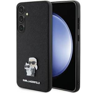 Karl Lagerfeld hard silikonový obal na Samsung Galaxy S24 5G Black Saffiano Karl & Choupette Metal Pin