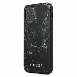 Guess GUHCP12MPCUMABK hard silikonové pouzdro iPhone 12 / 12 Pro 6.1" black Marble Collection