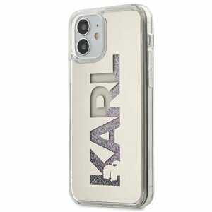 Karl Lagerfeld KLHCP12SKLMLGR hard silikonové pouzdro iPhone 12 Mini 5.4" silver mirror liquid glitter Karl