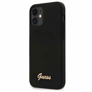 Guess GUHCP12SLSLMGBK hard silikonové pouzdro iPhone 12 Mini 5.4" black Silicone Script Gold Logo