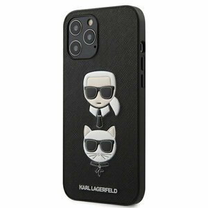 Karl Lagerfeld KLHCP12LSAKICKCBK hard silikonové pouzdro iPhone 12 Pro MAX 6.7" black Saffiano Ikonik Karl & Choupette head