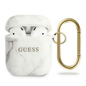 Guess GUACA2TPUMAWH pouzdro na AirPods 2. Generace / 1. Generace white Marble Collection