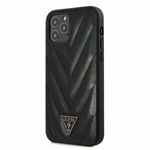 Guess GUHCP12LPUVQTMLBK hard silikonové pouzdro iPhone 12 Pro MAX 6.7" black V-Quilted Collection