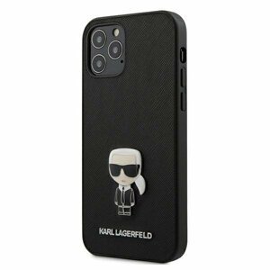 Karl Lagerfeld KLHCP12LIKMSBK hard silikonové pouzdro iPhone 12 Pro MAX 6.7" black Saffiano Ikonik metal