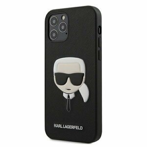Karl Lagerfeld KLHCP12LSAKHBK hard silikonové pouzdro iPhone 12 Pro MAX 6.7" black Saffiano Ikonik Karl`s head