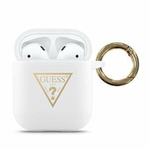 Guess GUACA2LSTLWH pouzdro na AirPods 2. Generace / 1. Generace white Silicone Triangle Logo