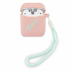 Guess GUACA2LSVSPG pouzdro na AirPods 2. Generace / 1. Generace pink green Silicone Vintage