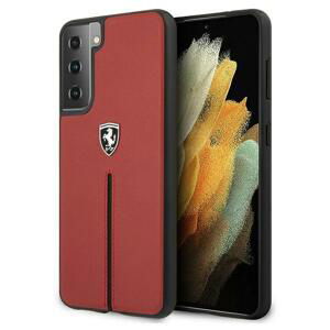 Ferrari FEOSIHCS21SRE hard silikonové pouzdro Samsung Galaxy S21 5G red Off Track Leather Nylon Stripe