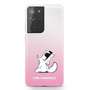 Karl Lagerfeld KLHCS21LCFNRCPI hard silikonové pouzdro Samsung Galaxy S21 ULTRA 5G pink Choupette fun