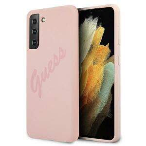 Guess GUHCS21SLSVSPI hard silikonové pouzdro Samsung Galaxy S21 5G pink Script Vintage