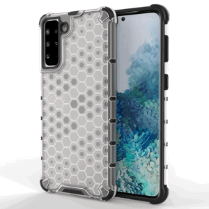 Honeycomb pancéřové pouzdro se silikonovým rámem pro Samsung Galaxy S21 PLUS 5G transparent