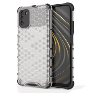 Honeycomb pancéřové pouzdro se silikonovým rámem pro Xiaomi Poco M3 / Xiaomi Redmi 9T transparent