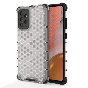 Honeycomb pancéřové pouzdro se silikonovým rámem pro Samsung Galaxy A72 / A72 5G transparent