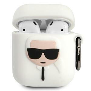 Karl Lagerfeld KLACCSILKHWH pouzdro na AirPods 2. Generace / 1. Generace White silicone Ikonik