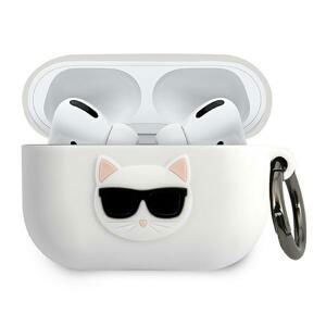 Karl Lagerfeld KLACAPSILCHWH pouzdro na AirPods PRO White silicone Choupette