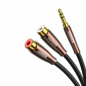 Ugreen AV194 3.5 mm Jack / 2RCA samice audio kabel 25cm Black