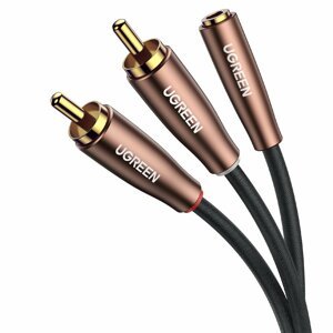 Ugreen AV198 3.5 mm Jack samice / 2RCA samec audio kabel 1m Brown