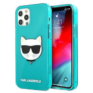 Karl Lagerfeld KLHCP12MCHTRB hard silikonové pouzdro iPhone 12 / 12 Pro 6,1" blue glitter Choupette fluo
