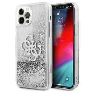 Guess GUHCP12LLG4GSI hybrid silikonové pouzdro iPhone 12 Pro MAX 6.7" silver 4G logo liquid glitter