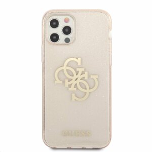 Guess GUHCP12MPCUGL4GGO hybrid silikonové pouzdro iPhone 12/12 Pro 6,1" gold 4G logo glitter