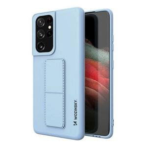 Wozinsky Flexibilní silikonové pouzdro se stojánkem na Samsung Galaxy S21 ULTRA 5G light blue