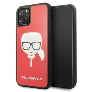 Karl Lagerfeld hard silikonové pouzdro iPhone 11 Pro MAX red Iconic Glitter Karl`s Head
