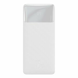 Baseus Bipow powerbanka Digital Display 10000mAh 15W 2x  USB / USB-C / Micro USB  White