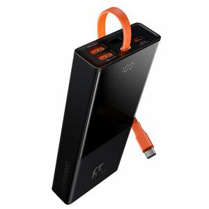 Baseus Elf powerbanka s rychlým nabíjením 20000mAh 65W 2x USB / USB-C s vestavěným kabelem USB-C Black