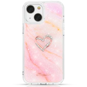 Kingxbar Epoxy Series silikonové pouzdro na iPhone 13 6.1" pink marble