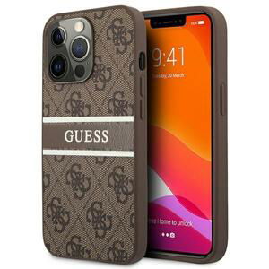 Guess GUHCP13L4GDBR hard silikonové pouzdro iPhone 13 / 13 Pro 6.1" brown 4G Stripe