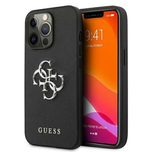 Guess GUHCP13XSA4GSBK hard silikonové pouzdro iPhone 13 Pro MAX 6.7" black Saffiano 4G kovové logo