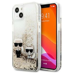 Karl Lagerfeld KLHCP13SGKCD hard silikonové pouzdro iPhone 13 Mini 5.4" gold Liquid Glitter Karl & Choupette