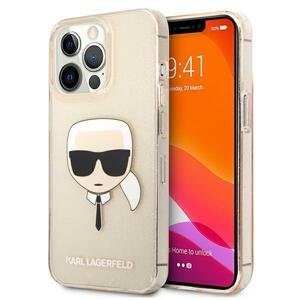 Karl Lagerfeld KLHCP13LKHTUGLGO hard silikonové pouzdro iPhone 13 / 13 Pro 6.1" gold Glitter Karl`s Head