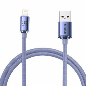 Baseus Crystal Shine odolný opletený kabel USB / Lightning 2.4A 1,2m purple