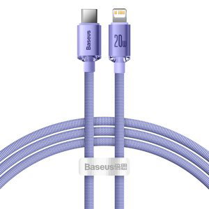 Baseus Crystal Shine odolný opletený kabel USB-C / Lightning 20W 1,2m purple