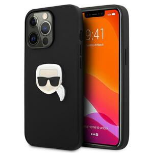 Karl Lagerfeld KLHCP13LPKMK hard silikonové pouzdro iPhone 13 / 13 Pro 6.1" black Leather Ikonik Karl`s Head Metal