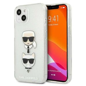 Karl Lagerfeld KLHCP13SKCTUGLS hard silikonové pouzdro iPhone 13 Mini 5.4" silver Glitter Karl`s & Choupette