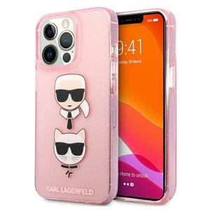 Karl Lagerfeld KLHCP13XKCTUGLP hard silikonové pouzdro iPhone 13 Pro MAX 6.7" pink Glitter Karl`s & Choupette