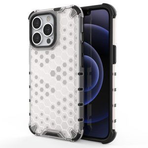 Honeycomb pancéřové pouzdro se silikonovým rámem pro iPhone 13 Pro 6.1" transparent