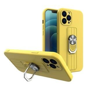 Silikonové pouzdro s kovovým kroužkem na iPhone 11 Pro yellow