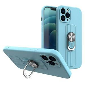 Silikonové pouzdro s kovovým kroužkem na iPhone 12 6.1" light blue