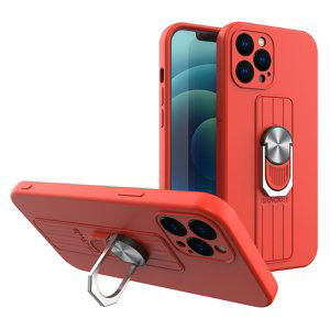 Silikonové pouzdro s kovovým kroužkem na iPhone 12 Pro MAX 6.7" red