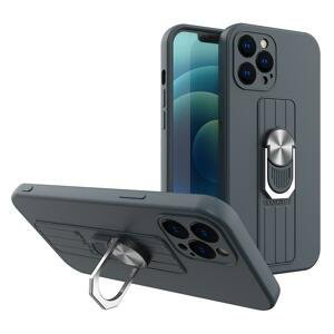 Silikonové pouzdro s kovovým kroužkem na iPhone 13 Mini 5.4" dark blue